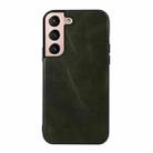 For Samsung Galaxy S22 5G Genuine Leather Double Color Crazy Horse Phone Case(Green) - 1