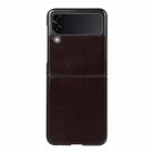 For Samsung Galaxy Z Flip3 5G Genuine Leather Double Color Crazy Horse Phone Case(Coffee) - 1