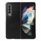For Samsung Galaxy Z Fold3 5G Genuine Leather Double Color Crazy Horse Phone Case(Black) - 1
