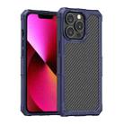 For iPhone 13 mini Carbon Fiber Texture PC + TPU Shockproof Phone Case  / 12 mini(Dark Blue) - 1