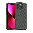 For iPhone 12 Pro Carbon Fiber Texture PC + TPU Shockproof Phone Case(Dark Green) - 1