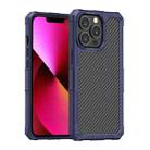 For iPhone 13 Pro Max Carbon Fiber Texture PC + TPU Shockproof Phone Case (Dark Blue) - 1