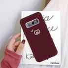 For Galaxy S10e Little Pig Pattern Frosted TPU Protective Case(Wine Red) - 1