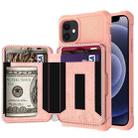For iPhone 12 mini Zipper Wallet Card Bag PU Back Case (Rose Gold) - 1