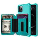 For iPhone 12 / 12 Pro Zipper Wallet Card Bag PU Back Case(Green) - 1