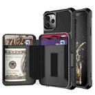 For iPhone 12 Pro Max Zipper Wallet Card Bag PU Back Case(Black) - 1