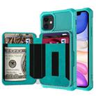 For iPhone 11 Zipper Wallet Card Bag PU Back Case (Green) - 1