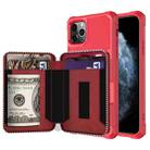 For iPhone 11 Pro Zipper Wallet Card Bag PU Back Case (Red) - 1