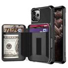 For iPhone 11 Pro Max Zipper Wallet Card Bag PU Back Case (Black) - 1