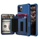For iPhone 11 Pro Max Zipper Wallet Card Bag PU Back Case (Blue) - 1