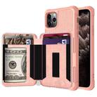 For iPhone 11 Pro Max Zipper Wallet Card Bag PU Back Case (Rose Gold) - 1