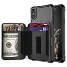 Zipper Wallet Card Bag PU Back Case For iPhone X / XS(Black) - 1