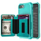 For iPhone SE 2022 / SE 2020 / 8 / 7 / 6 / 6s Zipper Wallet Card Bag PU Back Case(Green) - 1
