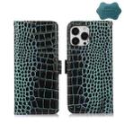 For iPhone 13 Pro Crocodile Top Layer Cowhide Leather Phone Case (Green) - 1