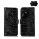 For Xiaomi Redmi 10C / 10 India Crocodile Top Layer Cowhide Leather Phone Case(Black) - 1