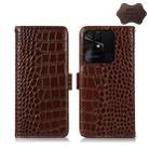 For Xiaomi Redmi 10C / 10 India Crocodile Top Layer Cowhide Leather Phone Case(Brown) - 1