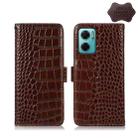 For Xiaomi Redmi Note 11E / 10 5G Crocodile Top Layer Cowhide Leather Phone Case(Brown) - 1