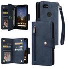 For Google Pixel 3A Rivet Buckle 9 Cards Three Fold Leather Phone Case(Blue) - 1