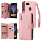 For Google Pixel 3A Rivet Buckle 9 Cards Three Fold Leather Phone Case(Rose Gold) - 1