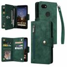 For Google Pixel 3A Rivet Buckle 9 Cards Three Fold Leather Phone Case(Green) - 1