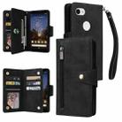 For Google Pixel 3A XL Rivet Buckle 9 Cards Three Fold Leather Phone Case(Black) - 1