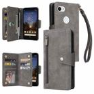 For Google Pixel 3A XL Rivet Buckle 9 Cards Three Fold Leather Phone Case(Grey) - 1