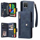 For Google Pixel 4 Rivet Buckle 9 Cards Three Fold Leather Phone Case(Blue) - 1