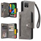 For Google Pixel 4 Rivet Buckle 9 Cards Three Fold Leather Phone Case(Grey) - 1