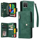 For Google Pixel 4 Rivet Buckle 9 Cards Three Fold Leather Phone Case(Green) - 1