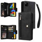 For Google Pixel 4A 4G Rivet Buckle 9 Cards Three Fold Leather Phone Case(Black) - 1