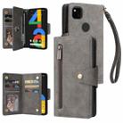 For Google Pixel 4A 4G Rivet Buckle 9 Cards Three Fold Leather Phone Case(Grey) - 1