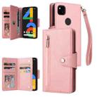 For Google Pixel 4A 4G Rivet Buckle 9 Cards Three Fold Leather Phone Case(Rose Gold) - 1