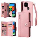 For Google Pixel 4A 5G Rivet Buckle 9 Cards Three Fold Leather Phone Case(Rose Gold) - 1