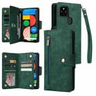 For Google Pixel 4A 5G Rivet Buckle 9 Cards Three Fold Leather Phone Case(Green) - 1