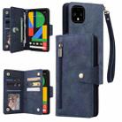 For Google Pixel 4 XL Rivet Buckle 9 Cards Three Fold Leather Phone Case(Blue) - 1