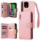 For Google Pixel 4 XL Rivet Buckle 9 Cards Three Fold Leather Phone Case(Rose Gold) - 1