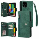 For Google Pixel 4 XL Rivet Buckle 9 Cards Three Fold Leather Phone Case(Green) - 1