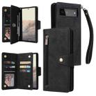 For Google Pixel 6 Rivet Buckle 9 Cards Three Fold Leather Phone Case(Black) - 1