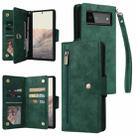 For Google Pixel 6 Rivet Buckle 9 Cards Three Fold Leather Phone Case(Green) - 1