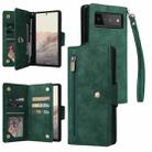 For Google Pixel 6 Pro Rivet Buckle 9 Cards Three Fold Leather Phone Case(Green) - 1