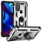 For Motorola Moto G Power (2022) Shockproof TPU + PC Phone Case with Holder(Silver) - 1