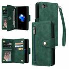 For iPhone SE 2022 / SE 2020 / 8 / 7 Rivet Buckle 9 Cards Three Fold Leather Phone Case(Green) - 1