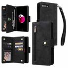 Rivet Buckle 9 Cards Three Fold Leather Phone Case For iPhone 7 Plus/8 Plus(Black) - 1