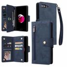 Rivet Buckle 9 Cards Three Fold Leather Phone Case For iPhone 7 Plus/8 Plus(Blue) - 1