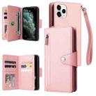 For iPhone 11 Pro Rivet Buckle 9 Cards Three Fold Leather Phone Case (Rose Gold) - 1