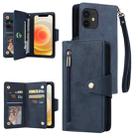 For iPhone 12 mini Rivet Buckle 9 Cards Three Fold Leather Phone Case (Blue) - 1