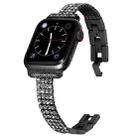 Four-row Diamond-set Metal Watch Band For Apple Watch Ultra 49mm / Series 8&7 45mm / SE 2&6&SE&5&4 44mm / 3&2&1 42mm(Black) - 1