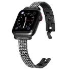 Four-row Diamond-set Metal Watch Band For Apple Watch Ultra 49mm&Watch Ultra 2 49mm / Series 9&8&7 45mm / SE 3&SE 2&6&SE&5&4 44mm / 3&2&1 42mm(Black) - 1