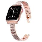 Four-row Diamond-set Metal Watch Band For Apple Watch Ultra 49mm / Series 8&7 45mm / SE 2&6&SE&5&4 44mm / 3&2&1 42mm(Rose Gold) - 1