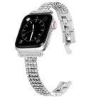 Four-row Diamond-set Metal Watch Band For Apple Watch Ultra 49mm / Series 8&7 45mm / SE 2&6&SE&5&4 44mm / 3&2&1 42mm(Silver) - 1